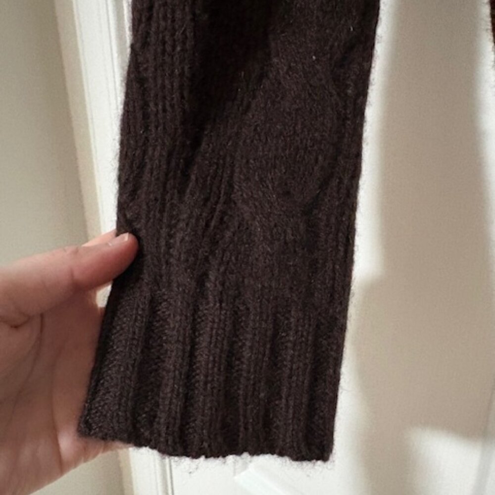 POLO Ralph Lauren 100% Cable-knit Cashmere Chocolate Brown Turtleneck - Picture 8 of 9